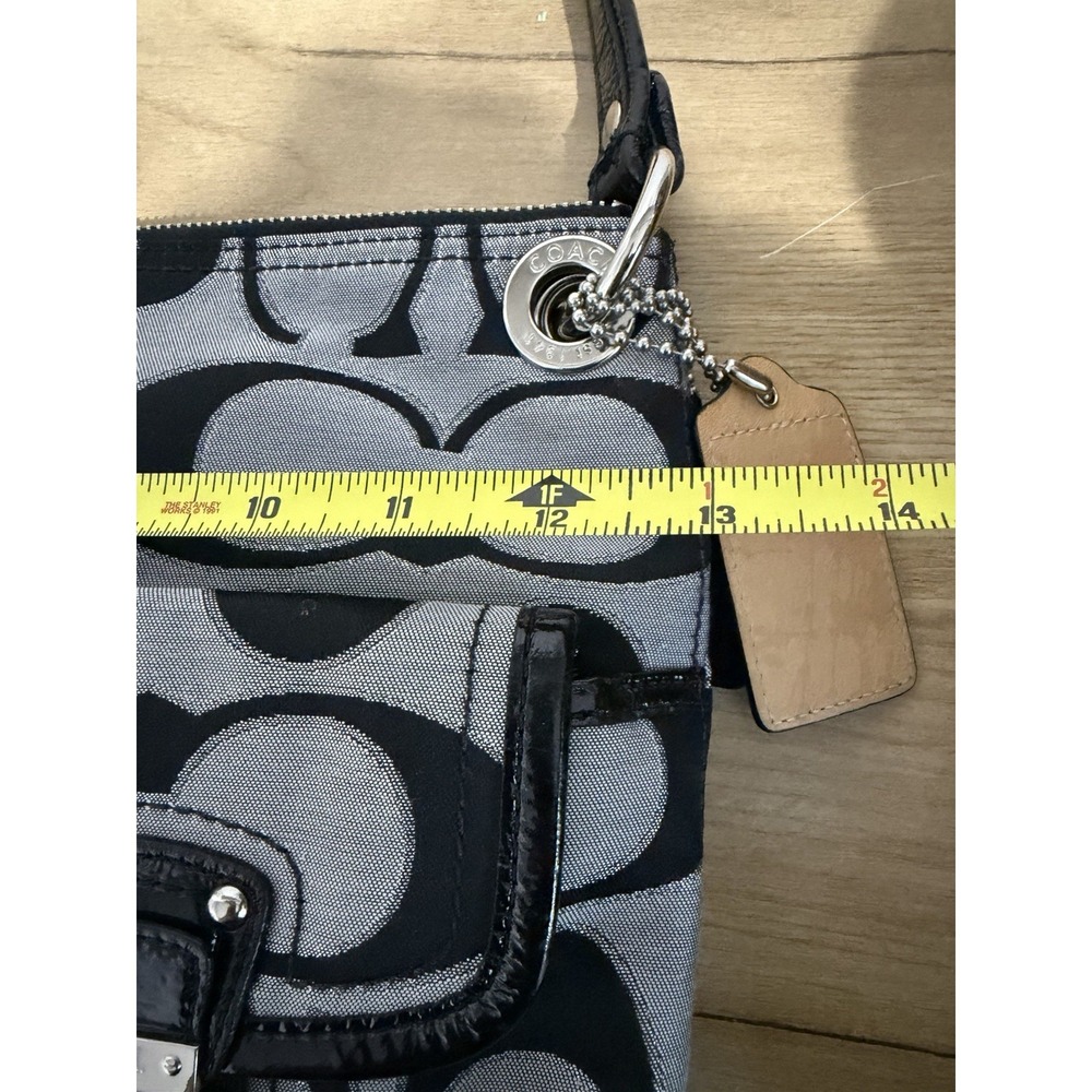 Coach Black & Gray Poppy Signature Sateen Shoulder Bag 18980 Purse F - Picture 11 of 12